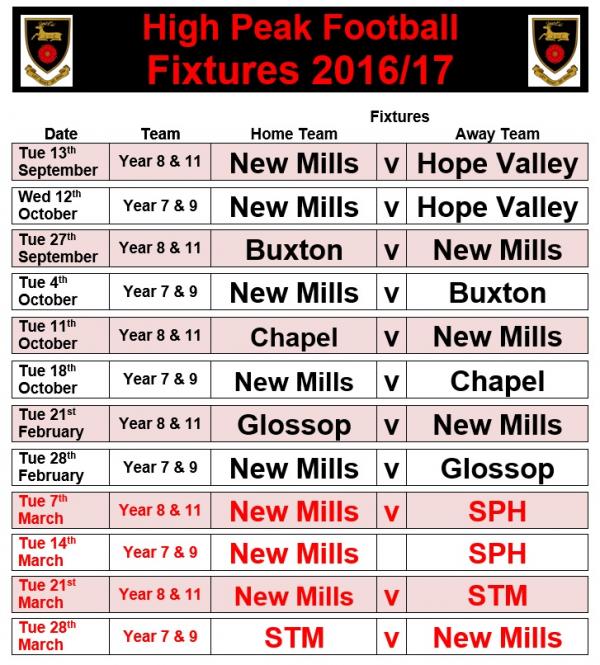 New Mills Football Fixtures 2016 17
